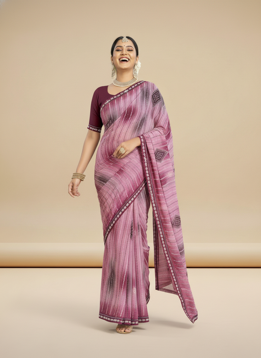 Mauve Weigthless Printed Saree - Dulari-1002