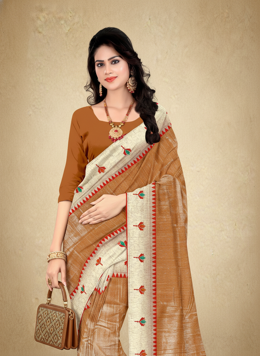 Viyona Brown Silk Jacquard Fancy Saree-PL-121