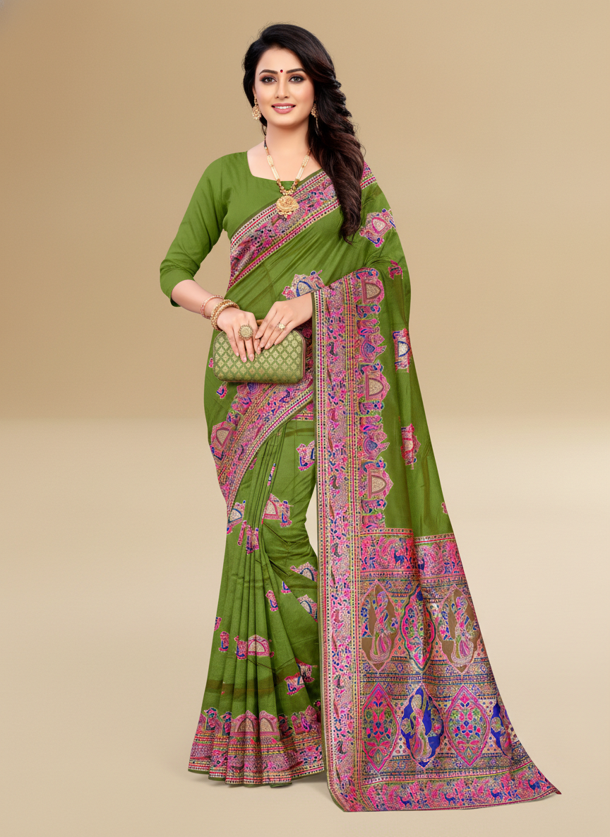 Viyona Green Silk Jacquard Fancy Saree-PL-134