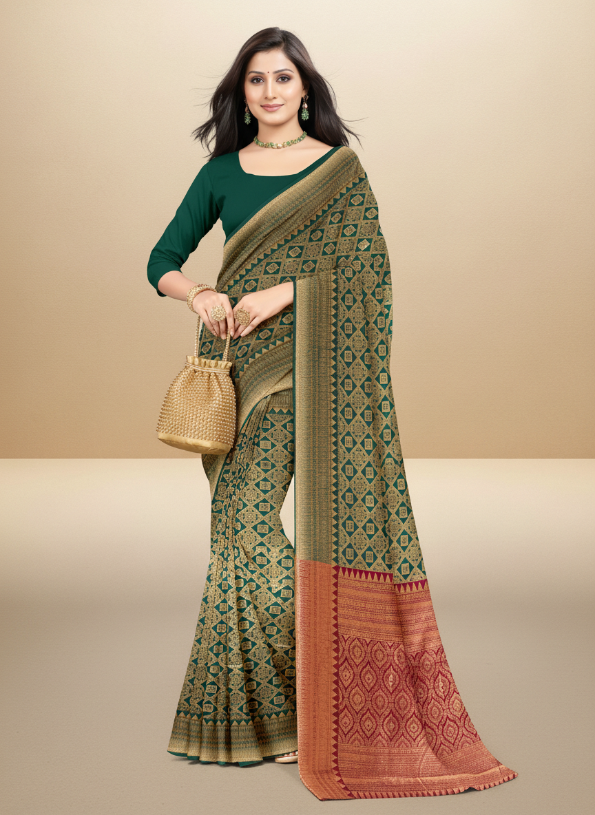 Viyona Green Silk Jacquard Fancy Saree-PL-140