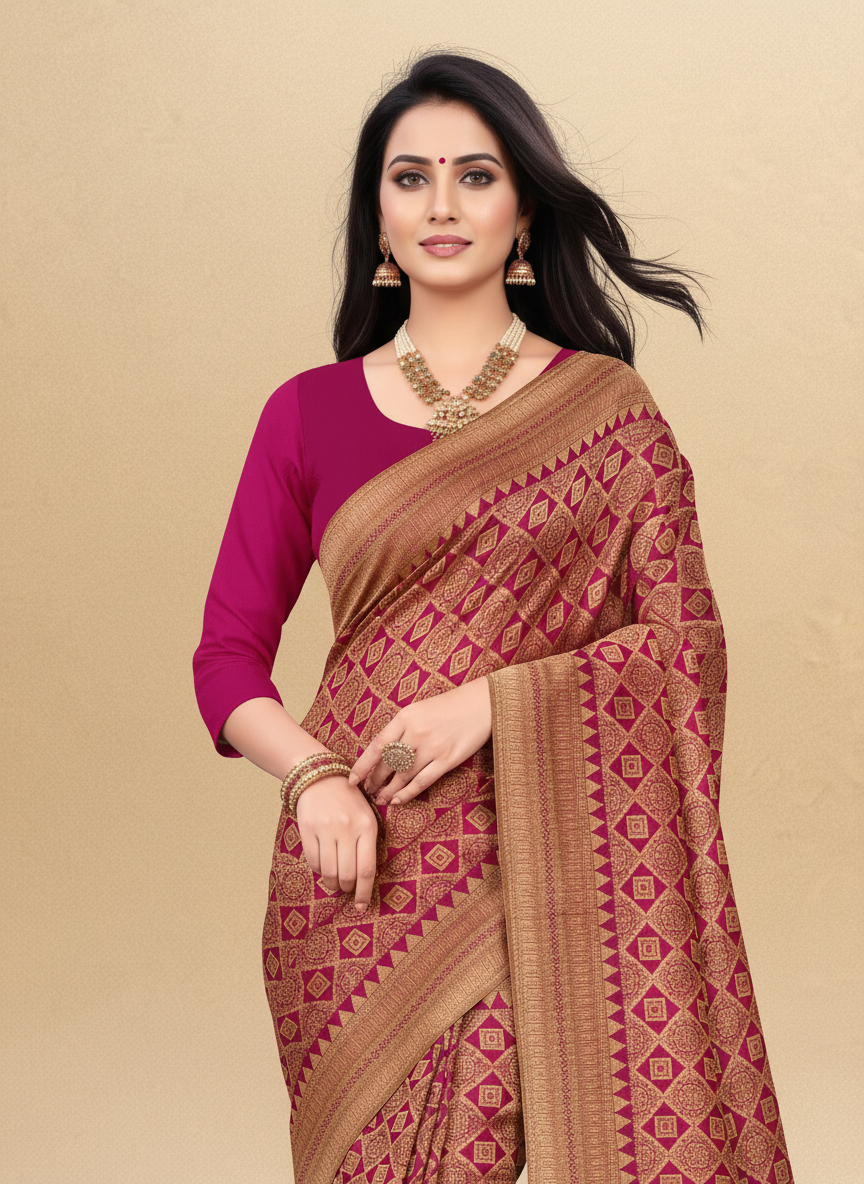 Viyona Maroon Silk Jacquard Fancy Saree-PL-141