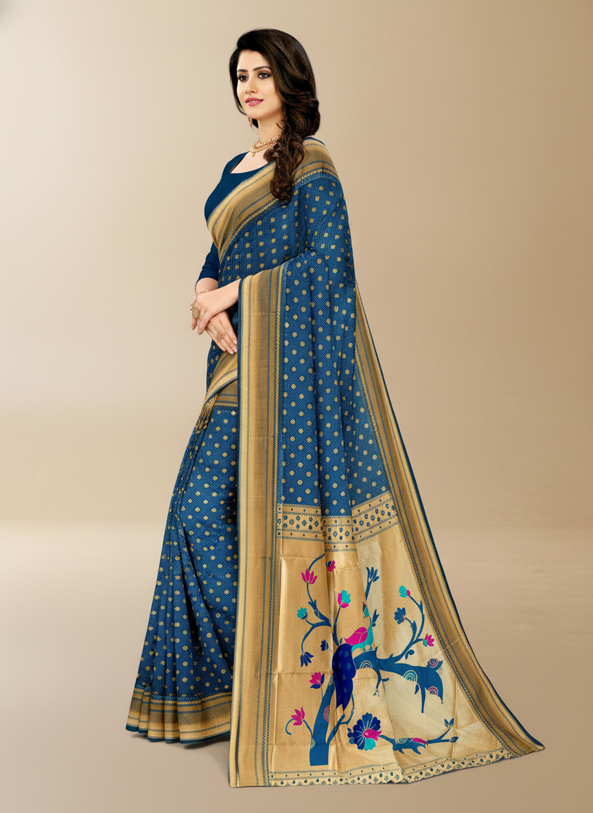 Viyona BLue Silk Jacquard Fancy Saree-PL-146
