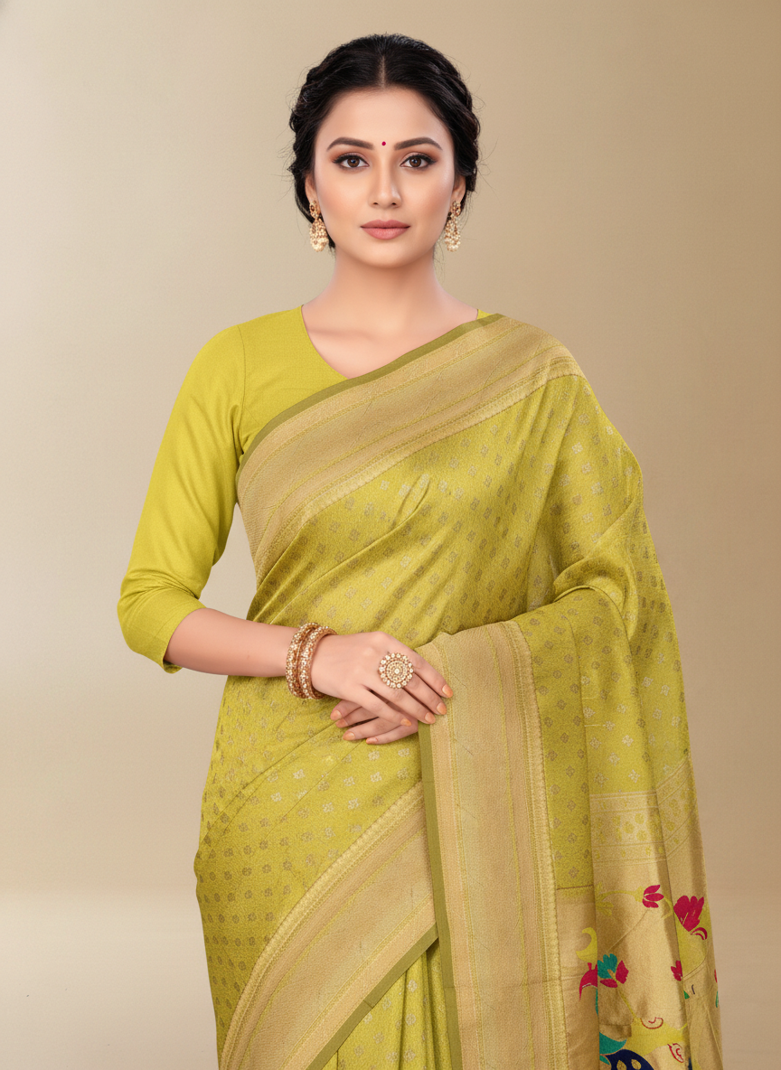 Viyona Green Silk Jacquard Fancy Saree-PL-148