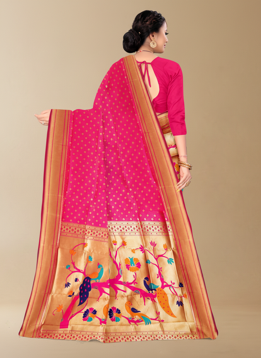 Viyona Pink Silk Jacquard Fancy Saree-PL-149