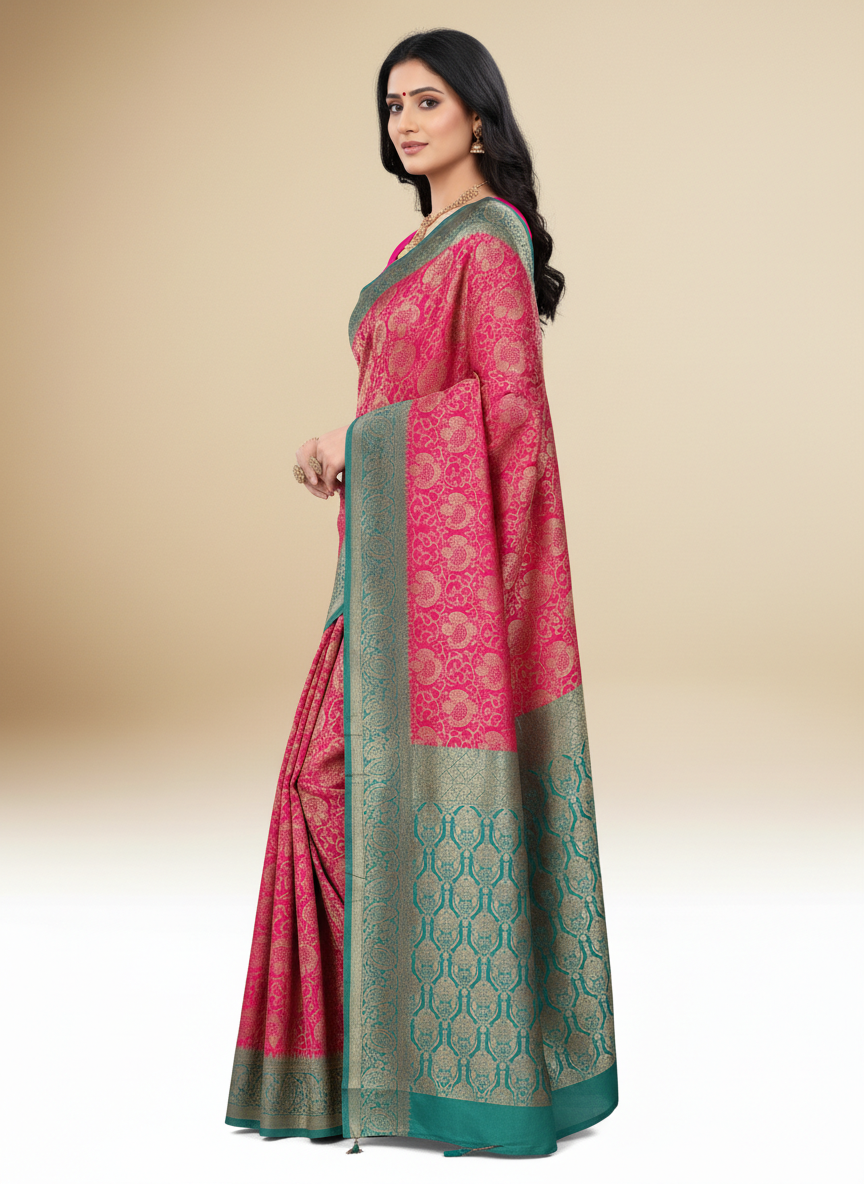 Viyona Magenta Silk Jacquard Fancy Saree-PL-155