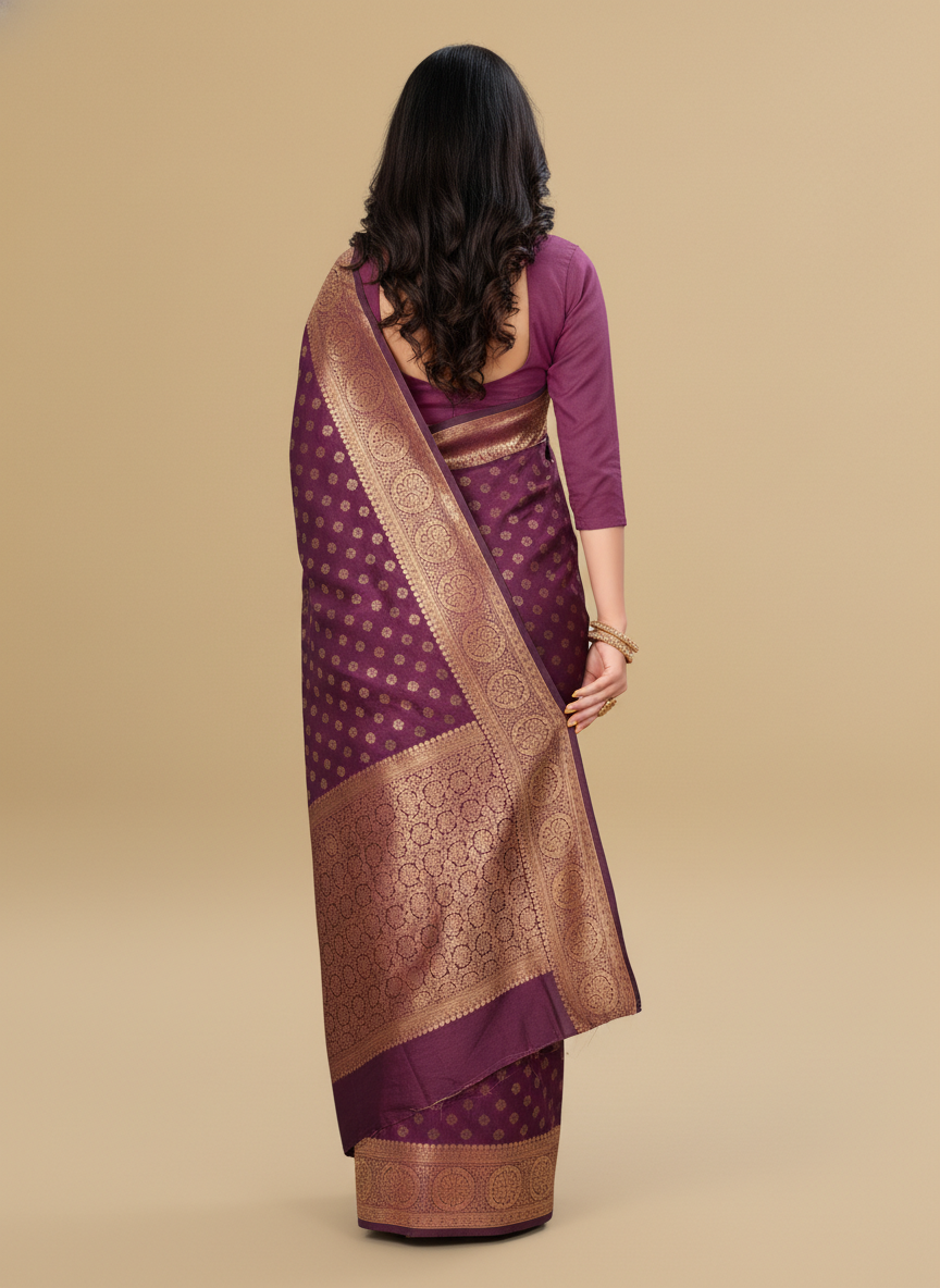 Viyona Wine Silk Jacquard Fancy Saree-PL-169