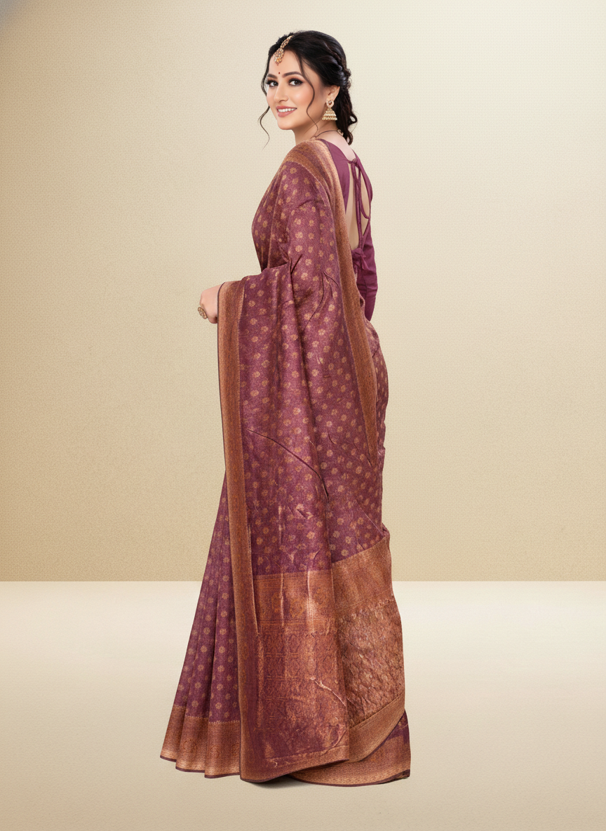 Viyona Wine Silk Jacquard Fancy Saree-PL-173