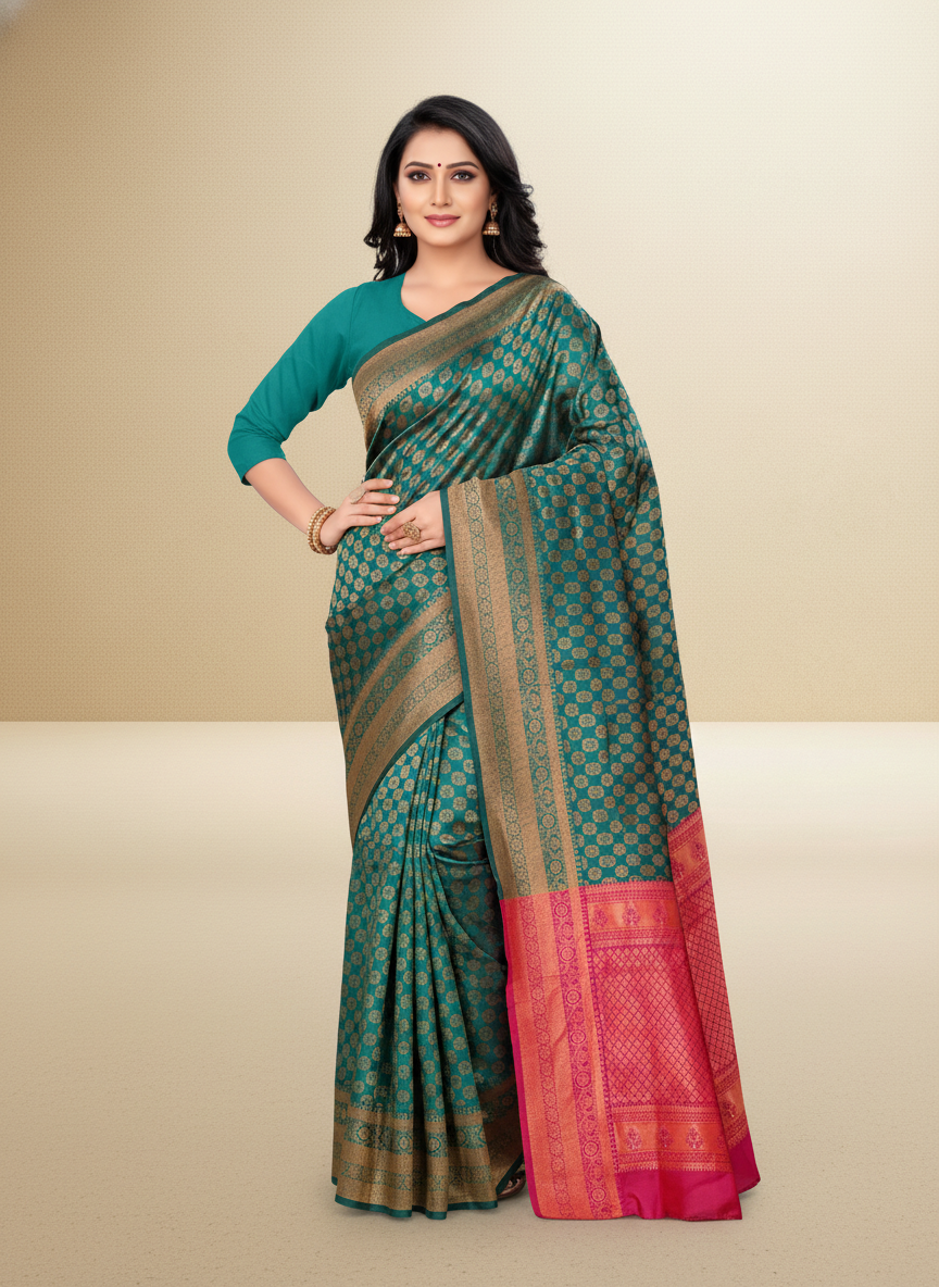 Viyona Green Silk Jacquard Fancy Saree-PL-175