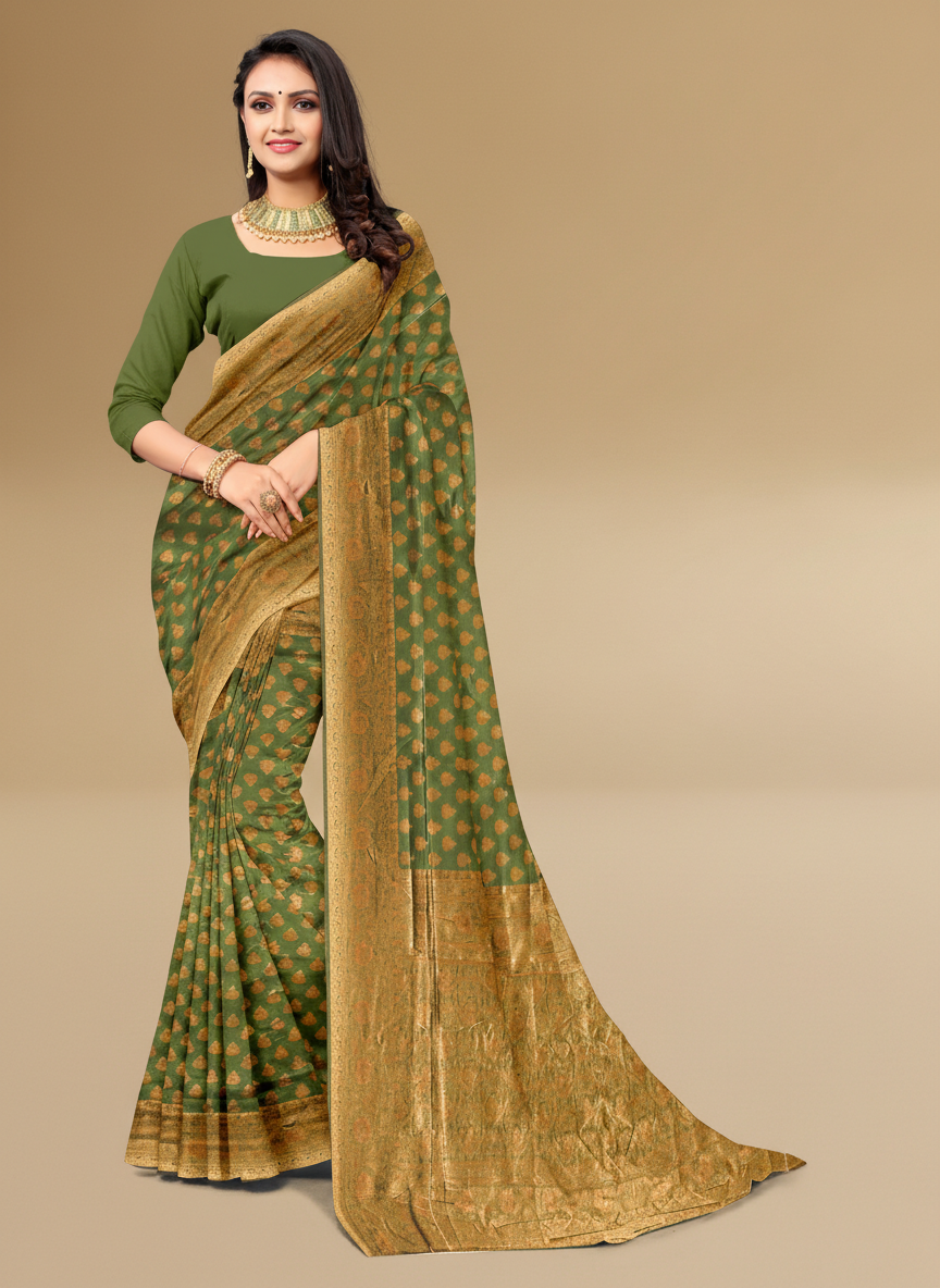 Viyona Green Silk,Jacquard saree - PL-179
