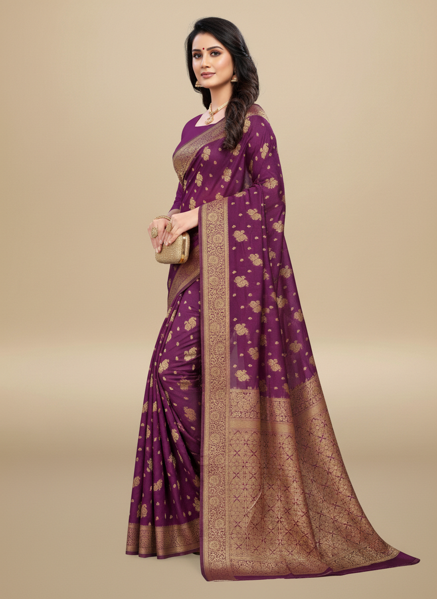 Viyona Magenta Silk,Jacquard saree - PL-194