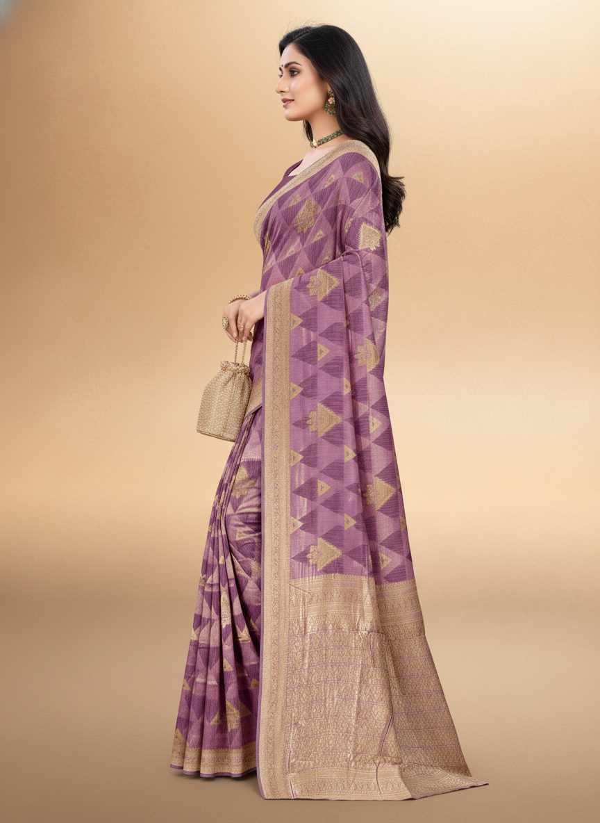 Viyona Lavender Silk,Jacquard saree - PL-202
