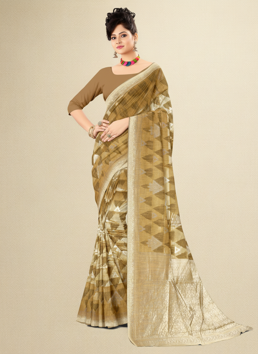 Viyona Brown Silk,Jacquard saree - PL-205