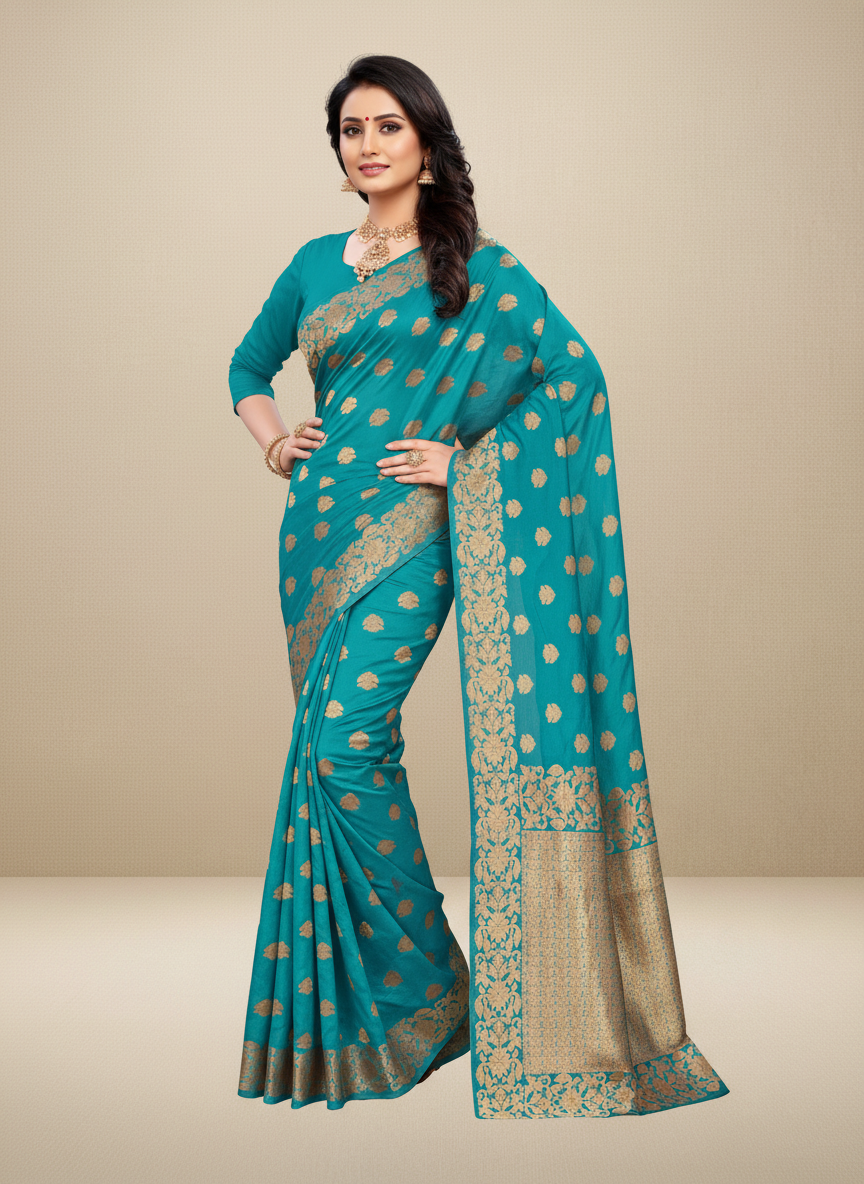 Viyona Blue Silk,Jacquard saree - PL-215