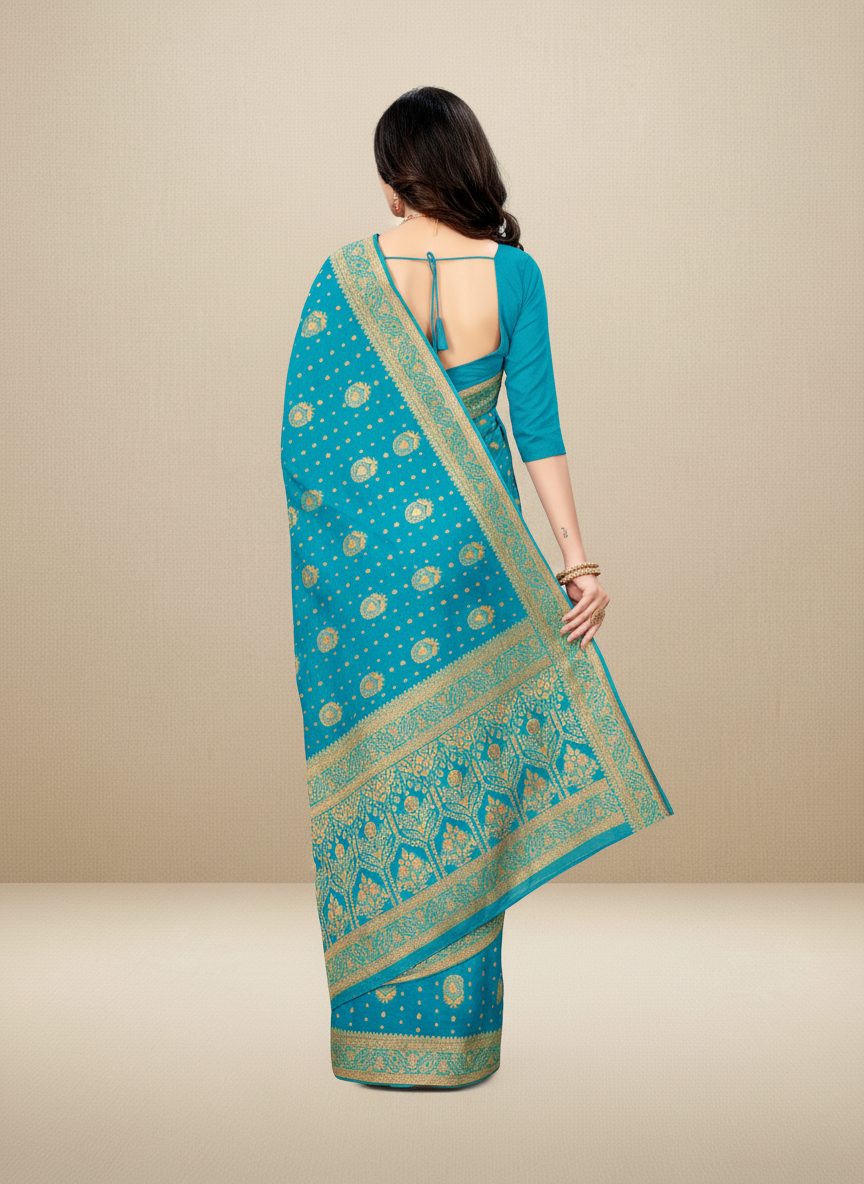 Viyona Blue Silk,Jacquard saree - PL-216