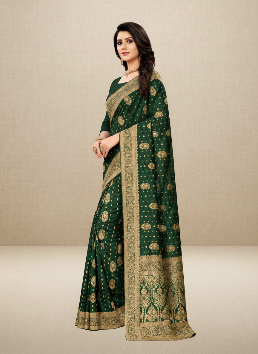 Viyona Green Silk,Jacquard saree - PL-218