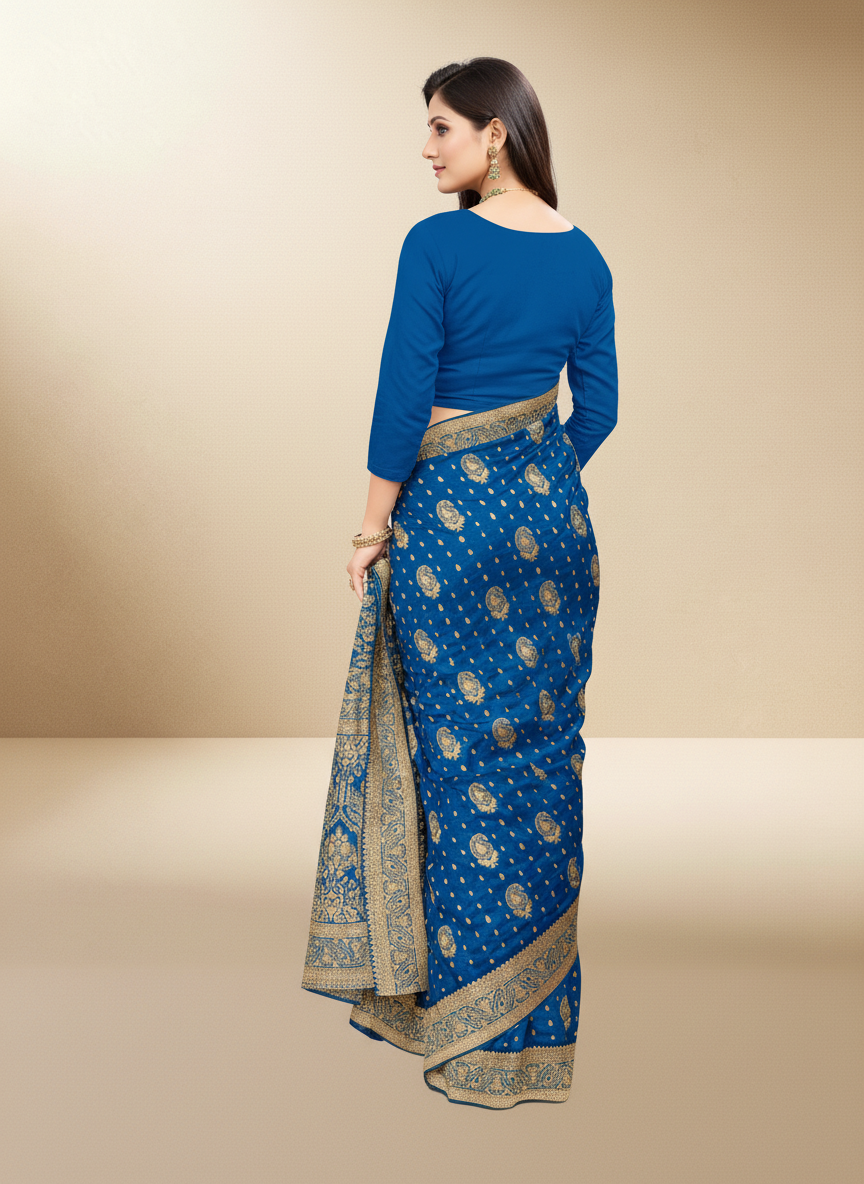 Viyona Blue Silk,Jacquard saree - PL-220