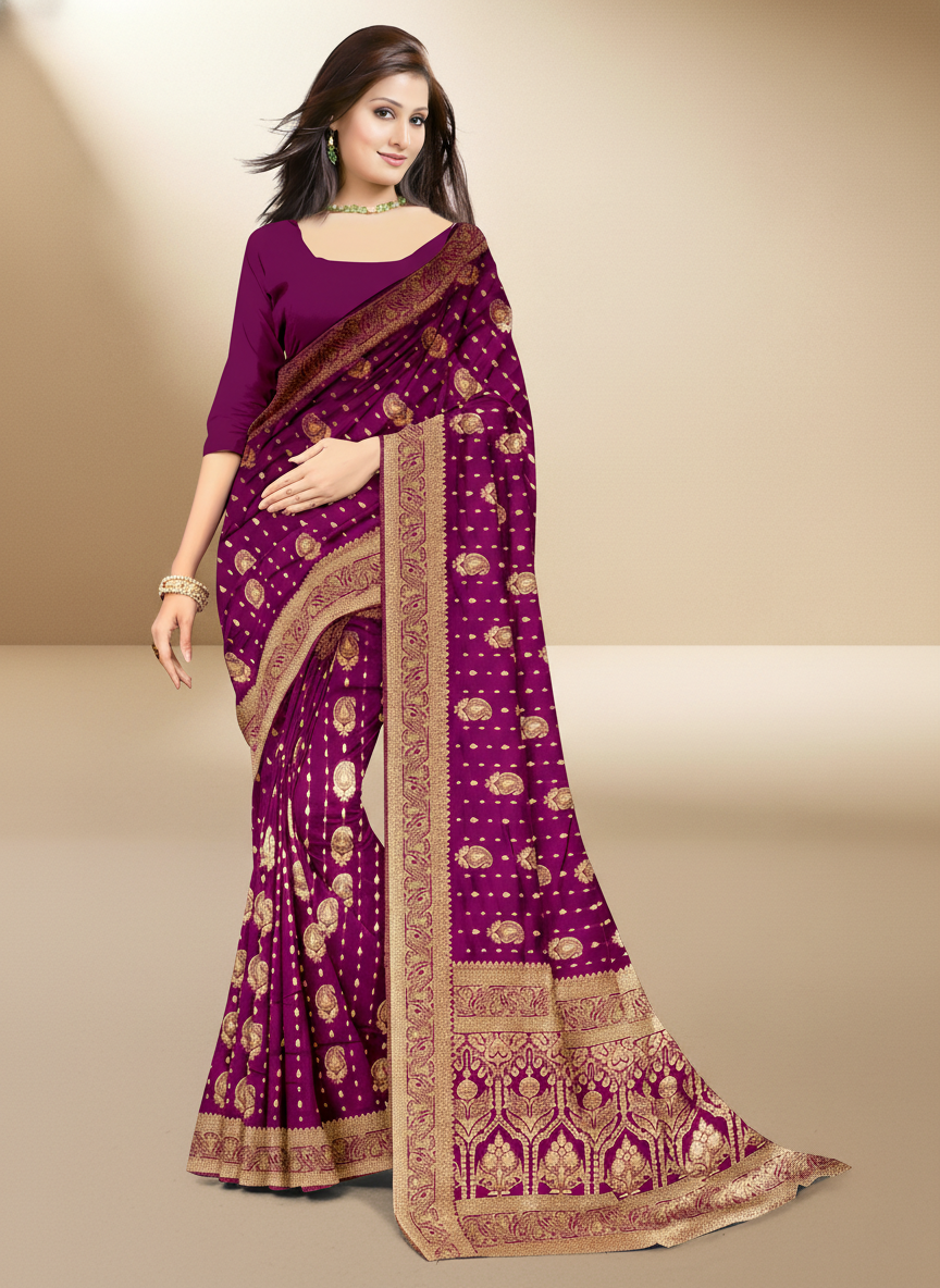 Viyona Purple Silk,Jacquard saree - PL-221