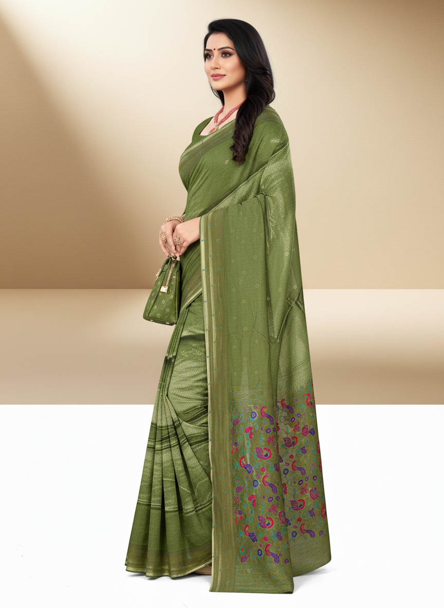 Viyona Green Silk,Jacquard saree - PL-222