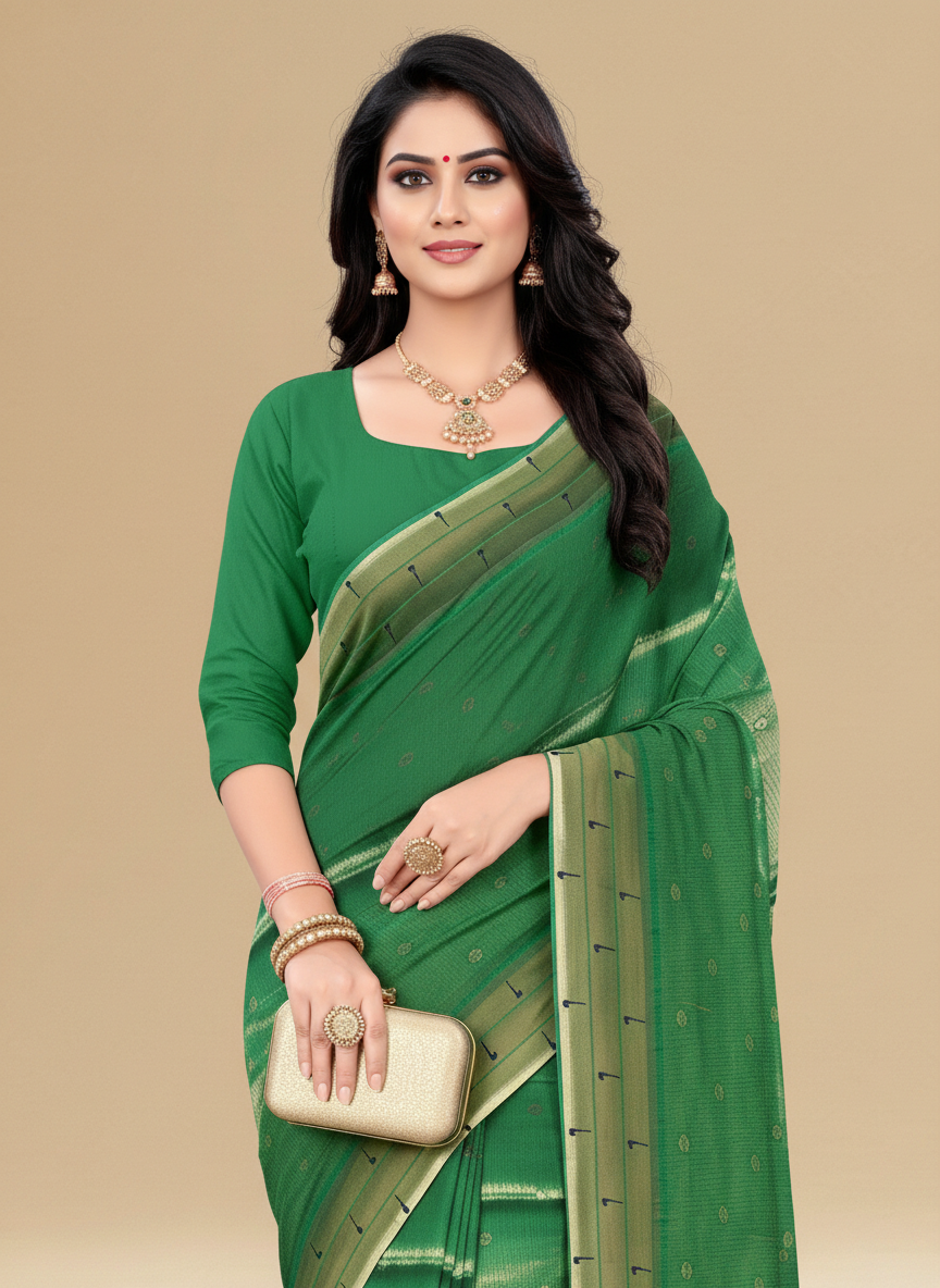 Viyona Green Silk,Jacquard saree - PL-226