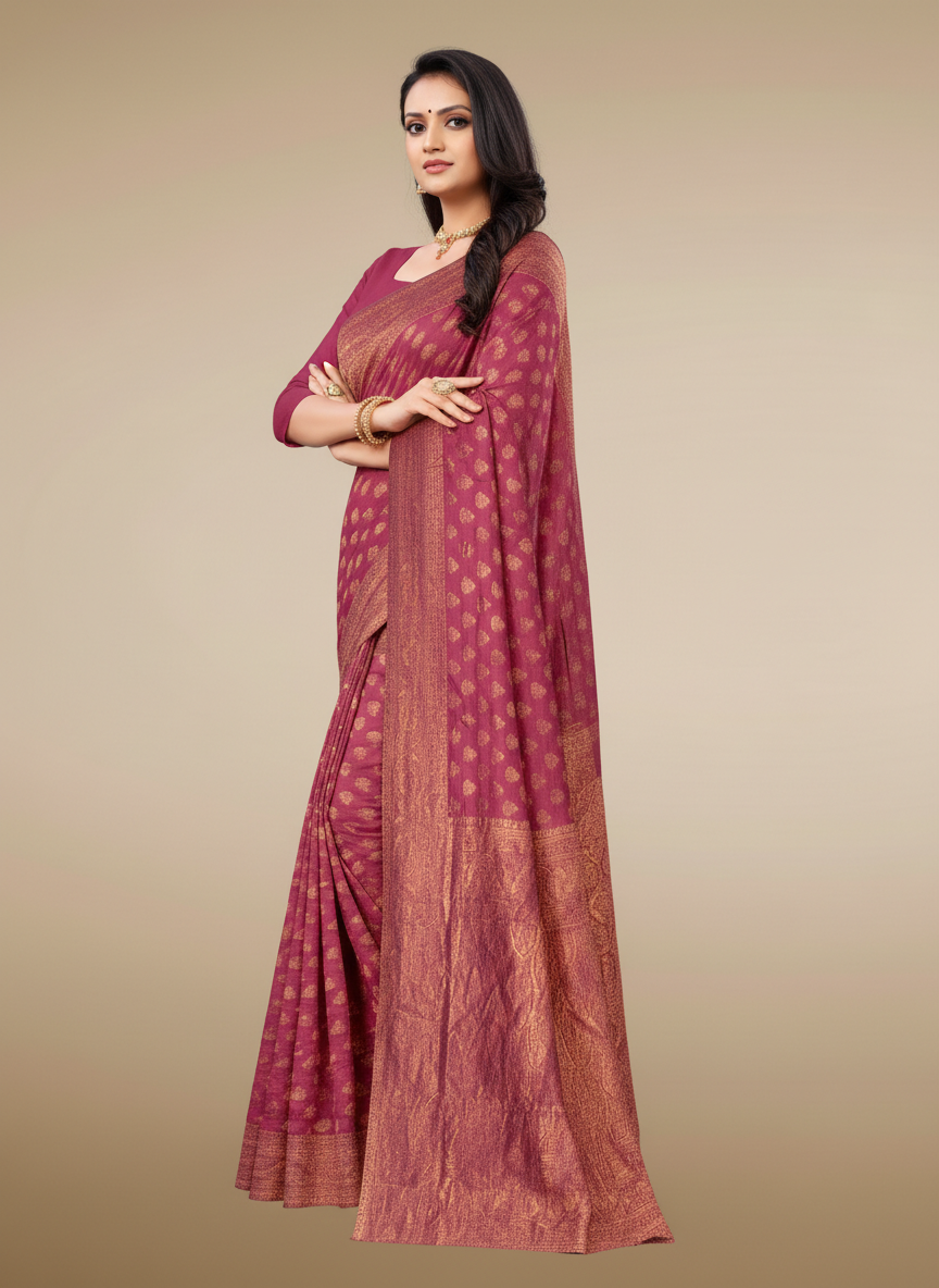 Viyona Olive Silk,Jacquard saree - PL-229