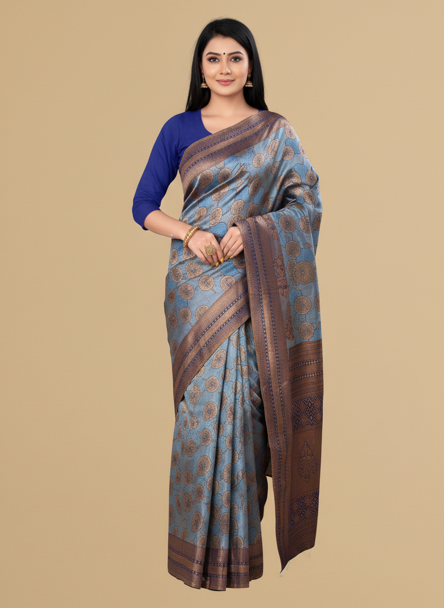 Viyona Tale Blue Silk,Jacquard saree - PL-241