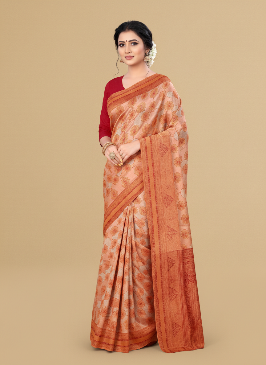 Viyona Peach Silk,Jacquard saree - PL-245