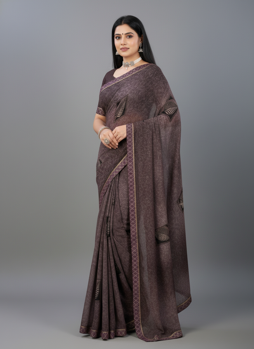 Multicolor Georgette Printed Saree - Rangtari-1-1003