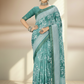 Teal Chiffon Printed Saree - Arpita-1002