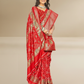 Red Dola Silk Printed Saree - Bawri-1001