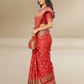 Red Dola Silk Printed Saree - Bawri-1001