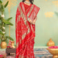 Red Dola Silk Printed Saree - Bawri-1001