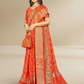 Orange Dola Silk Printed Saree - Bawri-1006