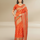 Orange Dola Silk Printed Saree - Bawri-1006