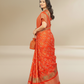 Orange Dola Silk Printed Saree - Bawri-1006