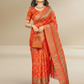 Orange Dola Silk Printed Saree - Bawri-1006