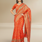 Orange Dola Silk Printed Saree - Bawri-1006