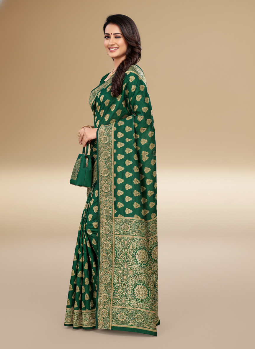 Viyona Green Silk Jacquard Fancy Saree-PL-104