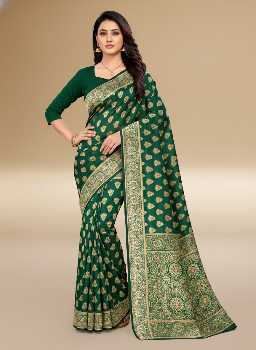 Viyona Green Silk Jacquard Fancy Saree-PL-104