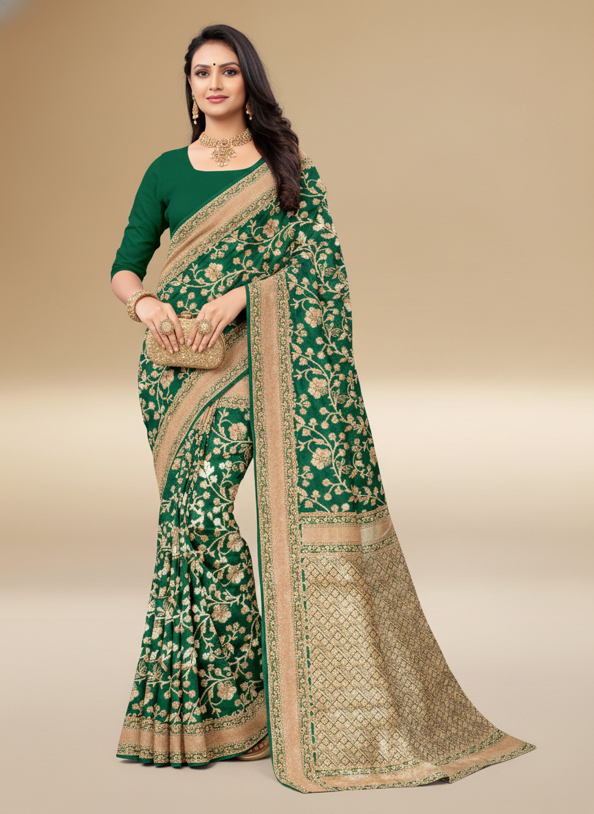 Viyona Green Silk Jacquard Fancy Saree-PL-110