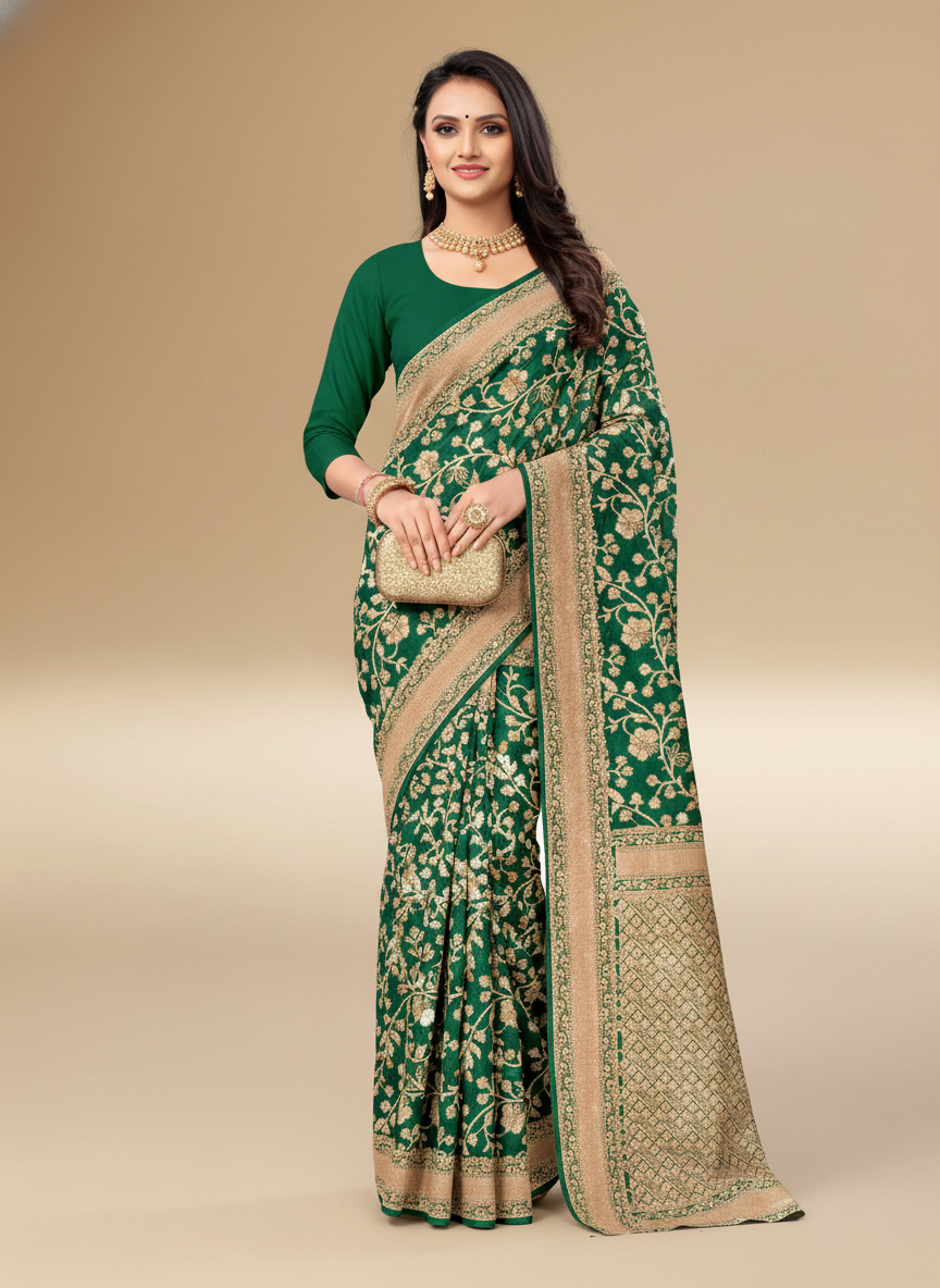 Viyona Green Silk Jacquard Fancy Saree-PL-110