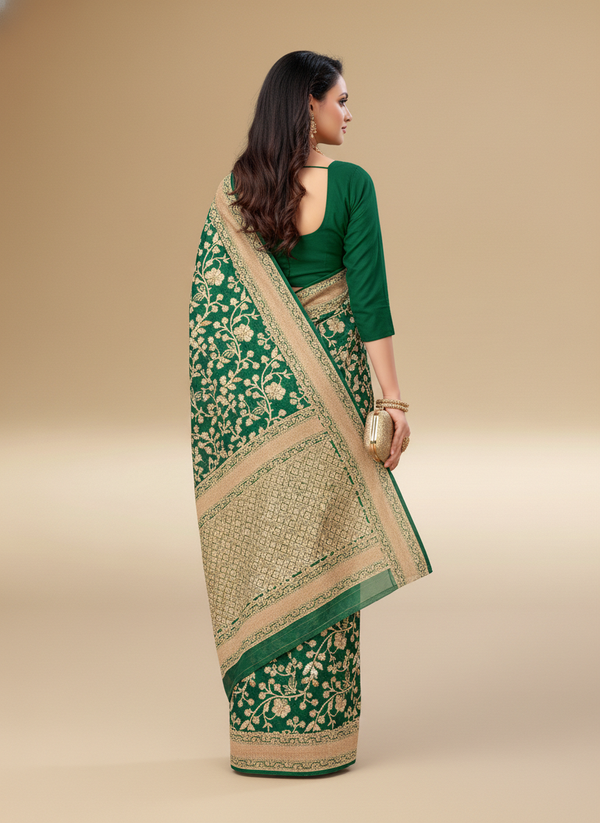 Viyona Green Silk Jacquard Fancy Saree-PL-110