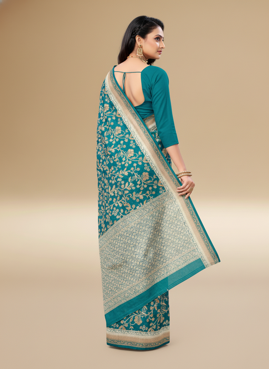 Viyona Sky Blue Silk Jacquard Fancy Saree-PL-111