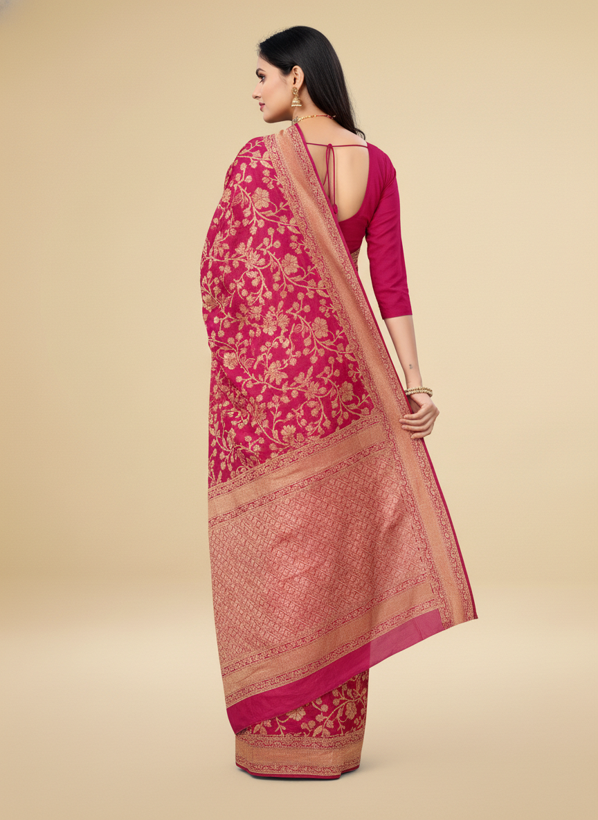 Viyona Pink Silk Jacquard Fancy Saree-PL-114