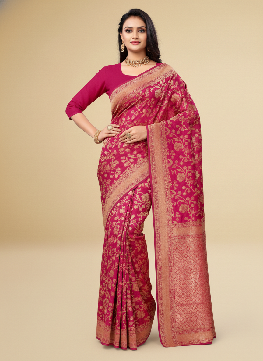 Viyona Pink Silk Jacquard Fancy Saree-PL-114