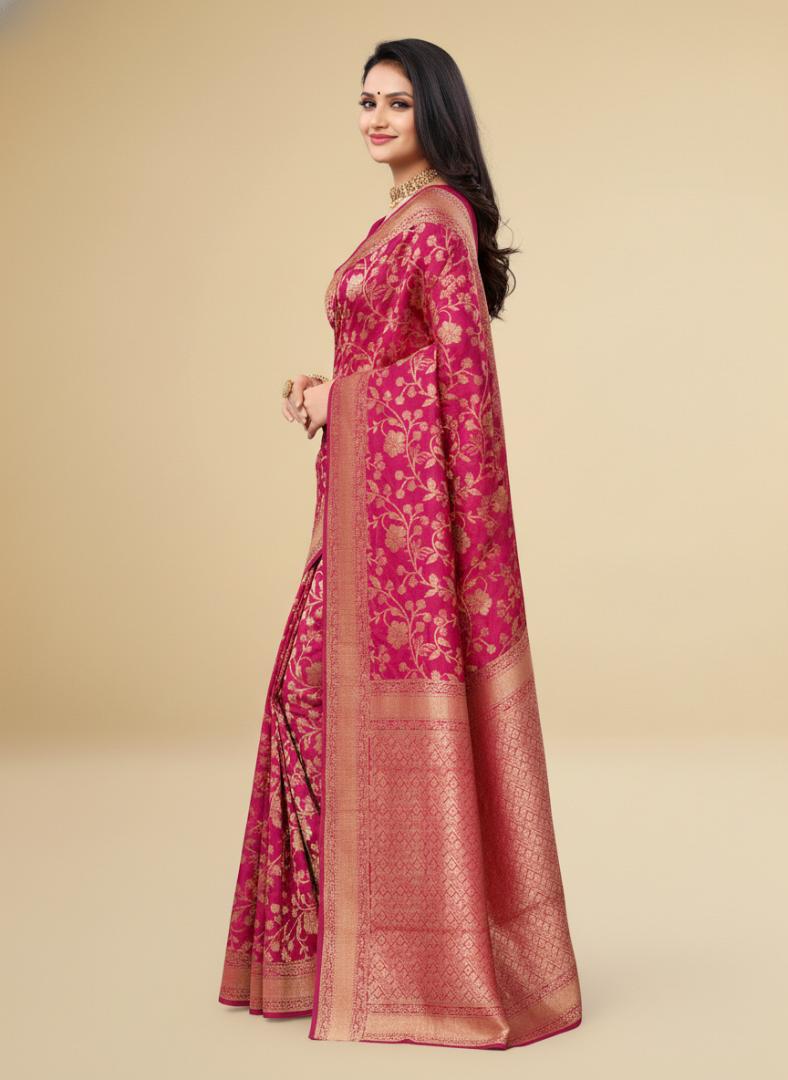 Viyona Pink Silk Jacquard Fancy Saree-PL-114