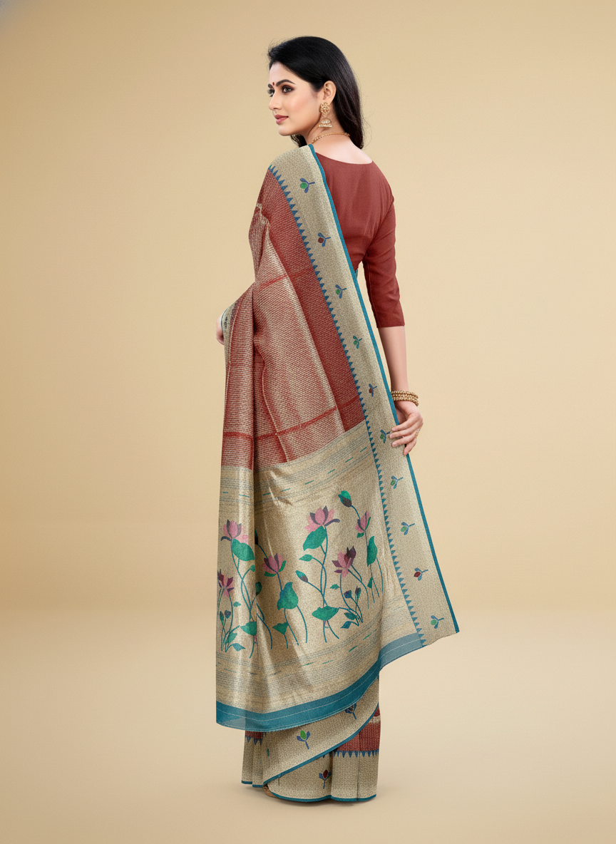Viyona Rust Silk Jacquard Fancy Saree-PL-117
