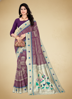 Viyona Purple Silk Jacquard Fancy Saree-PL-118
