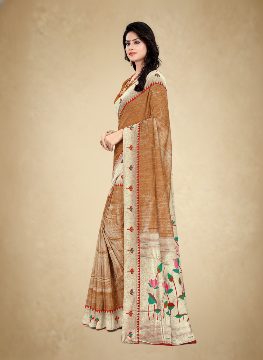 Viyona Brown Silk Jacquard Fancy Saree-PL-121