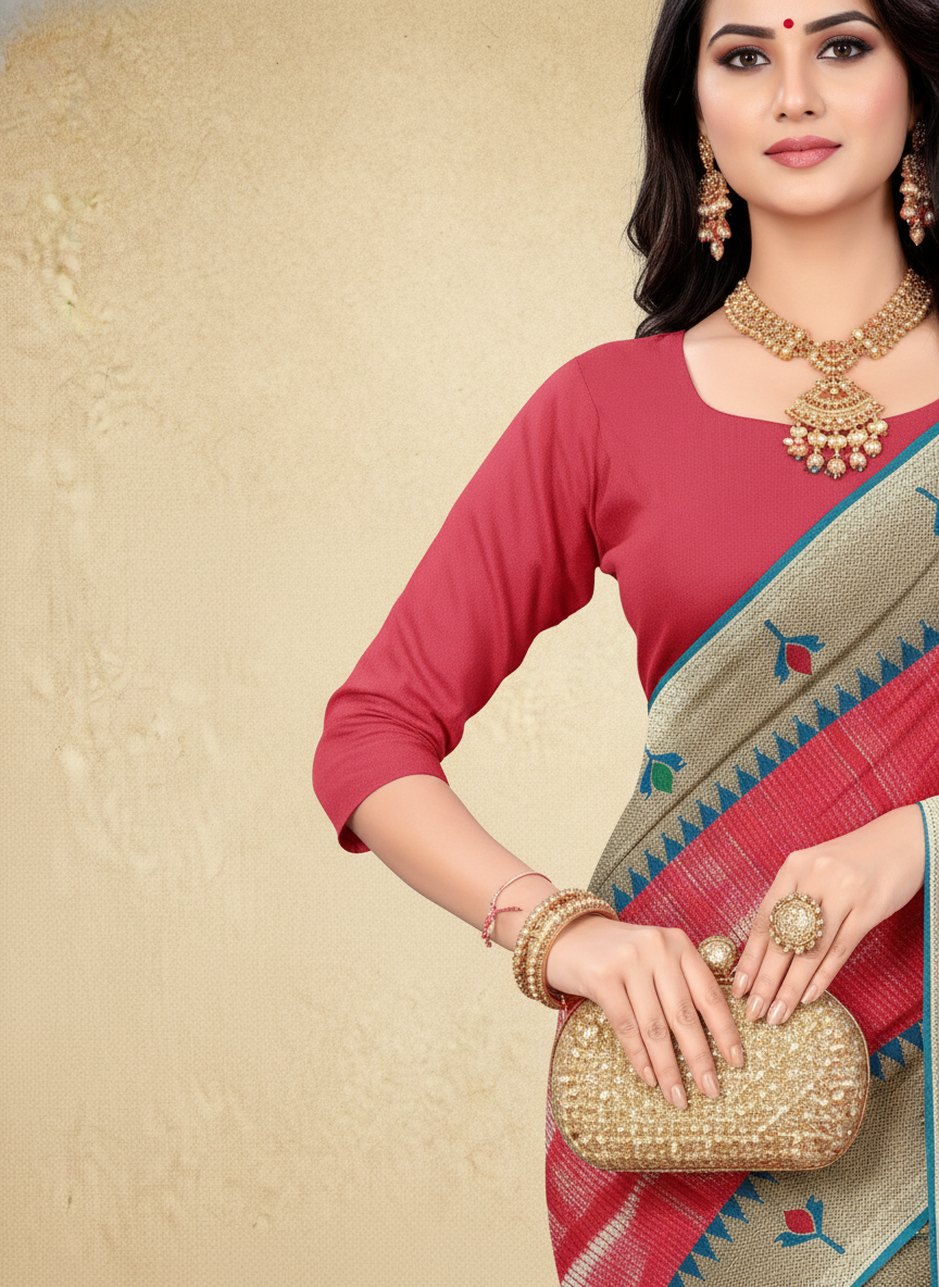 Viyona Pink Silk Jacquard Fancy Saree-PL-122