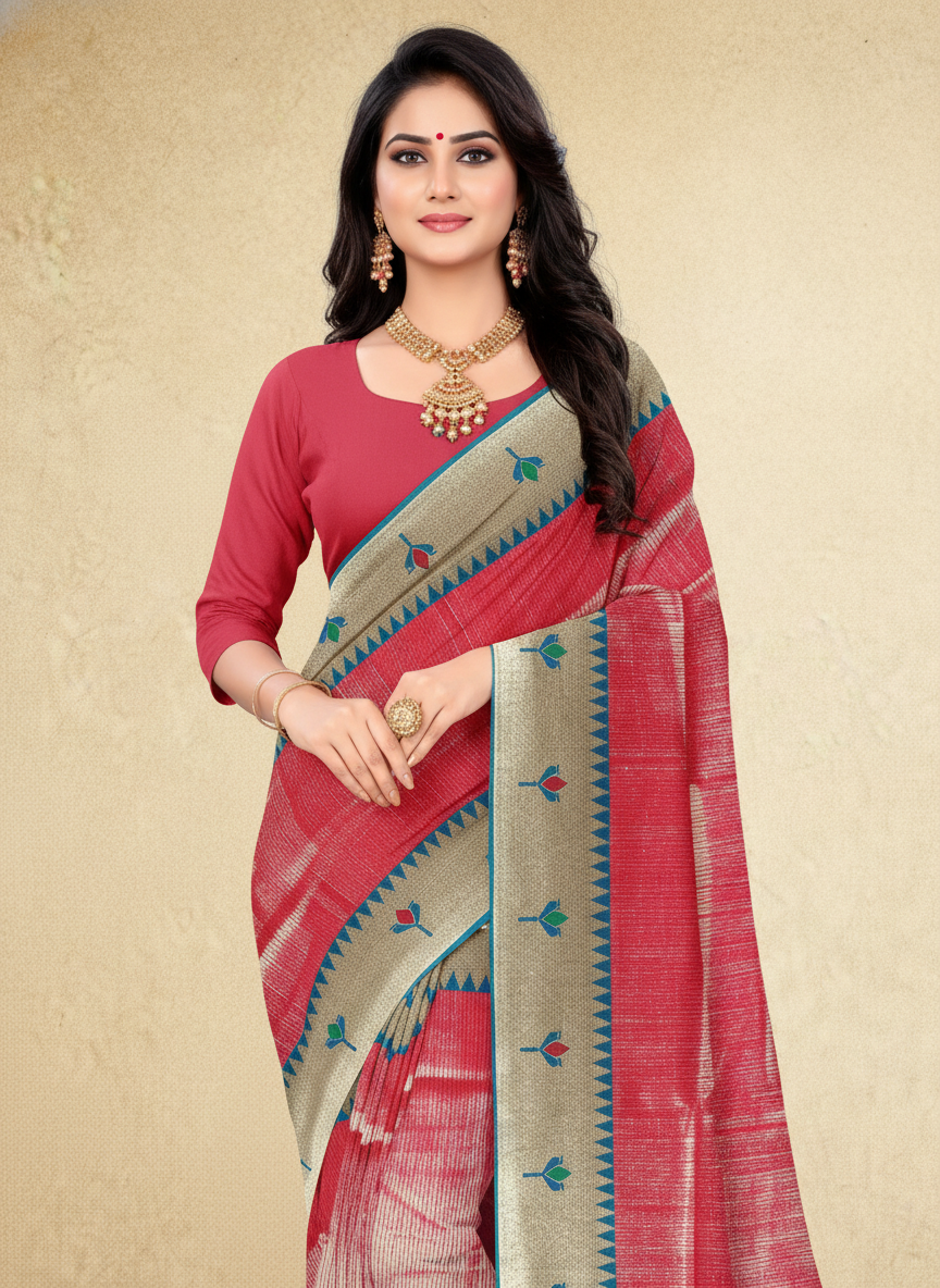 Viyona Pink Silk Jacquard Fancy Saree-PL-122
